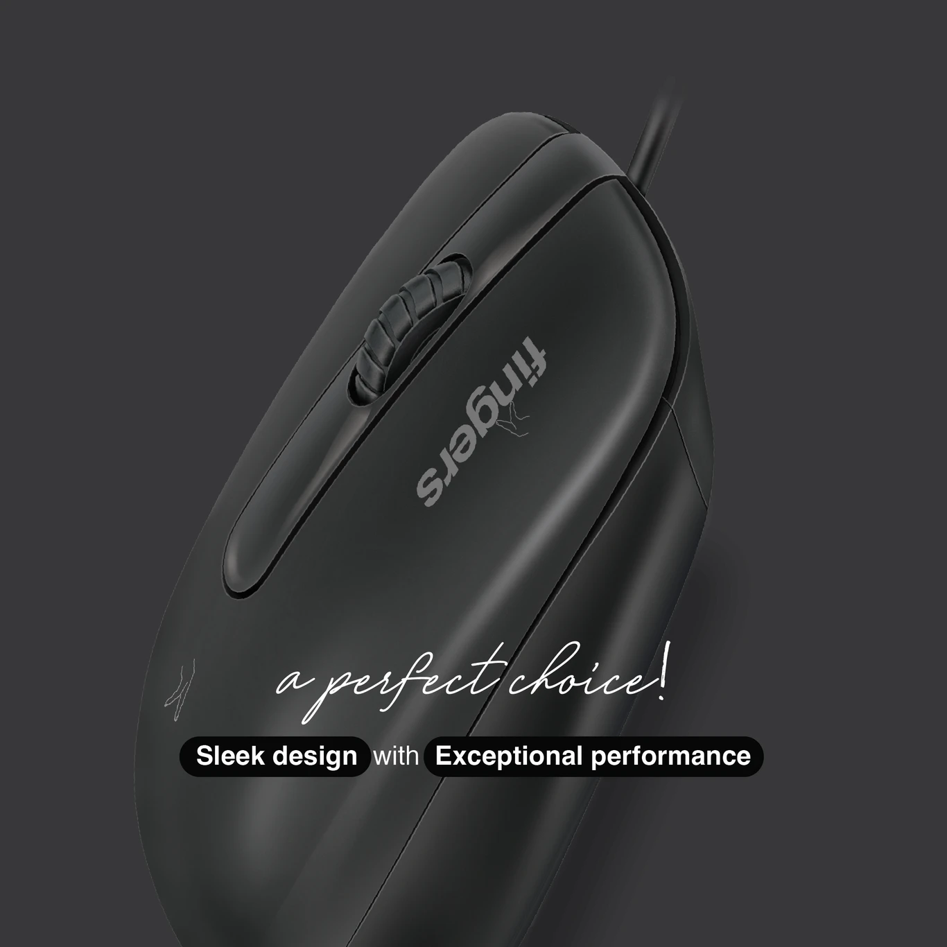 FINGERS MasterHit Wired Ambidextrous Optical Mouse (USB 2.0, Matte Black)